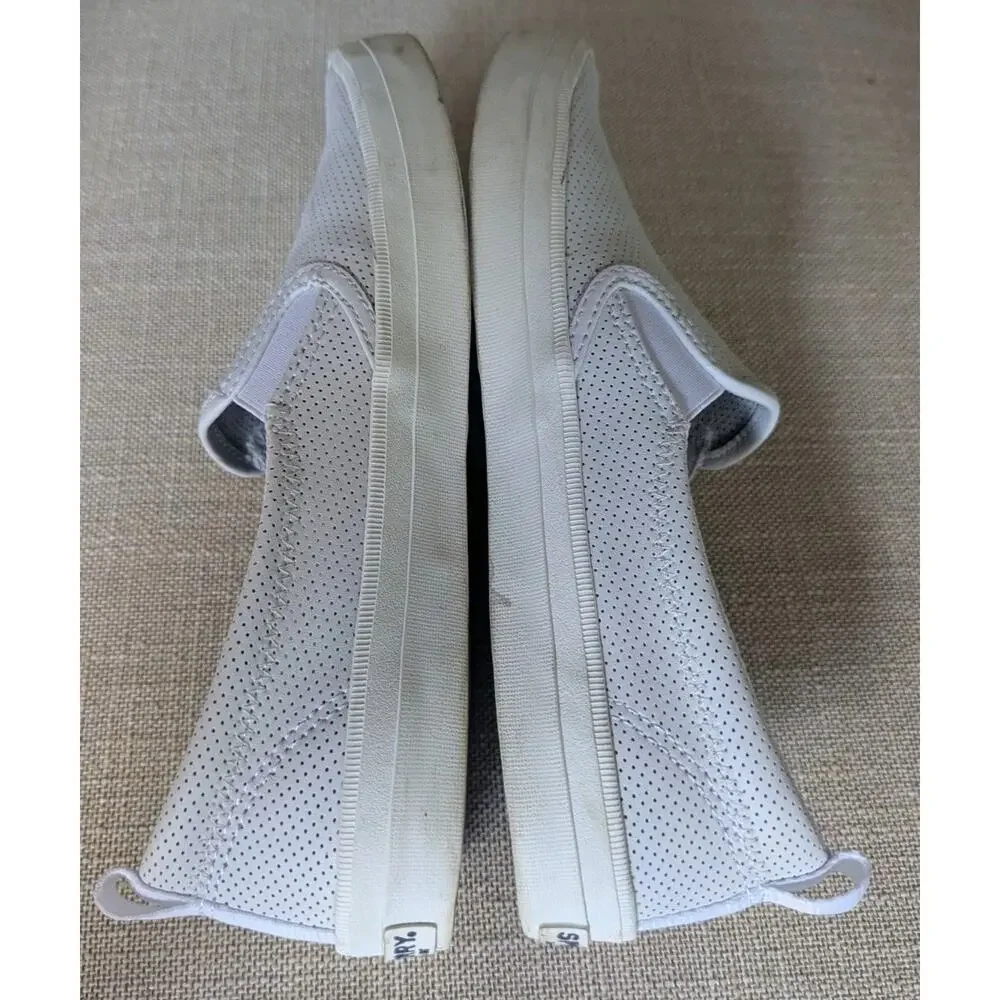 Women's SPERRY Crest Twin Gore Mini Perf White Slip on Casual Sneakers Size 8.5